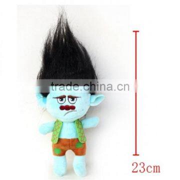 Trolls Cartoon Stuffed Doll Cute Design Black Hair Anime Plush Toys 23CM