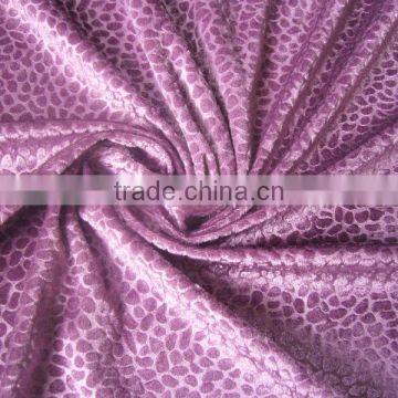 2013 hot sale puple Knitted Polyester embossed Panne Velvet fabric(two sides stretch)