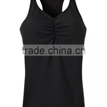 Fitness Apparels Black Plain Tight Fashion Running Shirts Ladies Gym Vest photo-3