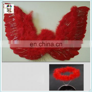 Devilish Angelic Red Fairy Mini Angel Feather Wings with Halo HPC-0863