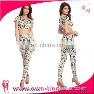 The new arrival printed floral design jumpsuit set 2 pieces