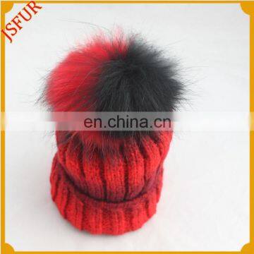 Rational Construction Knitted Bobble Two tone gradient Hat Winter Beanie