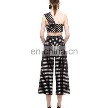 2015 New Fashion Women Irregular Elegant Check Patern Two Piece Set photo-4