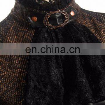 Steampunk Blouse With Jabot Laced See-through Bust Detail and Open Back photo-3