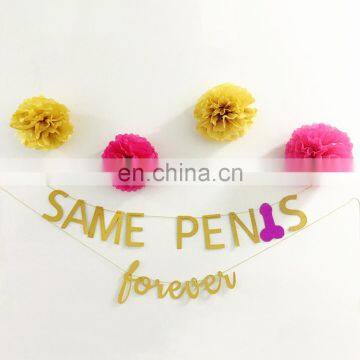 Bachelorette party gold same penis forever banner hen party penis garland