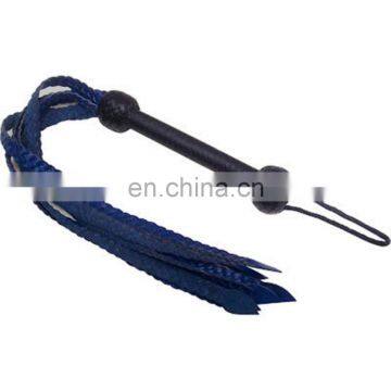 HMB-503E LEATHER BULLWHIPS FLOGGER BLUE BLACK WHIPS BRAID NINE TAILS