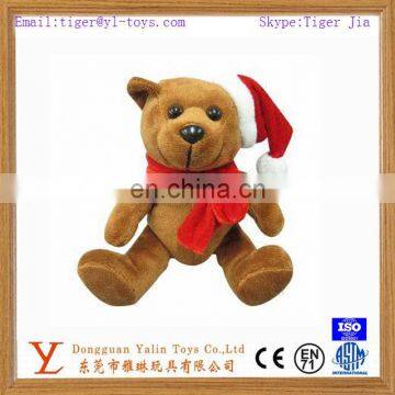 Cute plush Christmas teddy bears with red scarf&hat toy