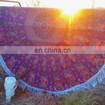 Indian Mandalan Round Hippie Ghumar Roundie Tapestry Hippy Boho Gypsy Cotton Round Beach Throw Yoga Mat Tassel