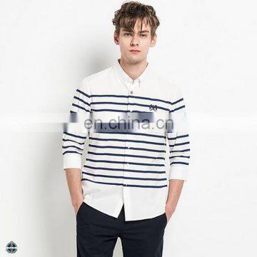 T-MSS529 Custom Logo Embroidered Striped Latest Shirts for Men Pictures