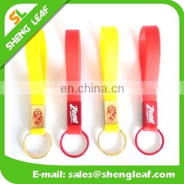 Wholesale Printed Bulk Keychain Silicone Wristband Keychain