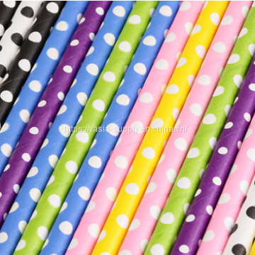 Polka Dot Paper Straws - Eco Friendly Biodegradable Straws
