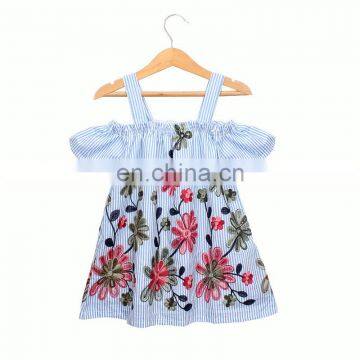 Girl Flower Applique Spaghetti Strap Dress Baby Summer Dress For Kids