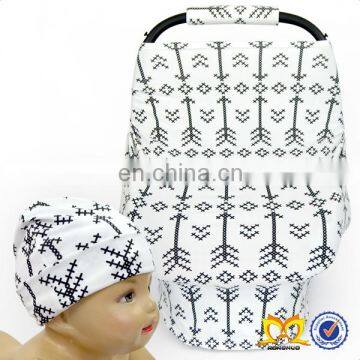 Stretchy Car Seat Canopy Gift Set Multi Use Cover Strap Cover And Baby Beanie Unisex Carseat Cover Best Shower Gift photo-5