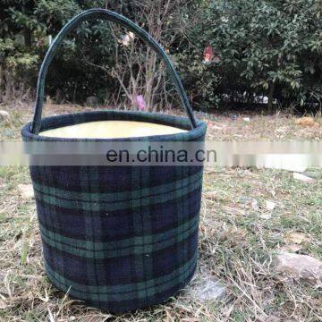 Easter Bucket Personalized Kids Plaid Easter Basket Buffalo Plaid Handmade Reversible Fabric Storage Basket photo-4