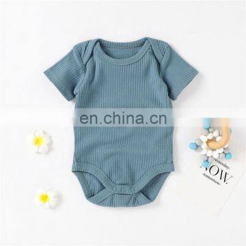Envelope Short Sleeve Snap Crotch Knitted Baby Bodysuit Romper photo-3