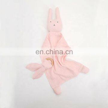 Rabbit Teething Rings Wooden Baby Lovey Comforter Toy Organic photo-3