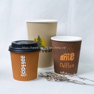 12 oz Disposable Coffee Cups for Takeaway Drinks Triple Wall Insulated Paper Cups for Hot Drinks and Leak Proof Lids