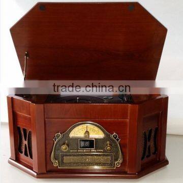 60s-Style Gramophone,Wooden Record Player&Jukeboxes With AUX Input/CD Player