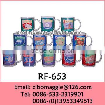 Can Shape Wholesale Ceramic Spotrs Bottle with Zodiac Design for Promotion Beer Mug Coffee Mug