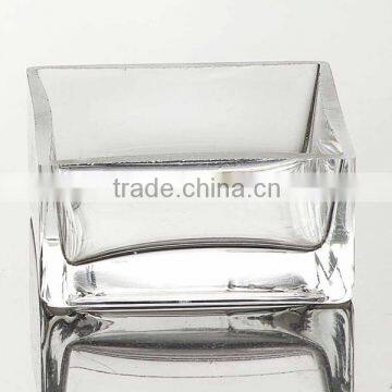 Hand Made Clear Thick Wall and Bottom Square Glass Candle Holder photo-2