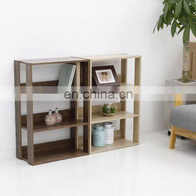 3-Shelf Space Saving Wood Bookcase Open Wood Shelving Racks