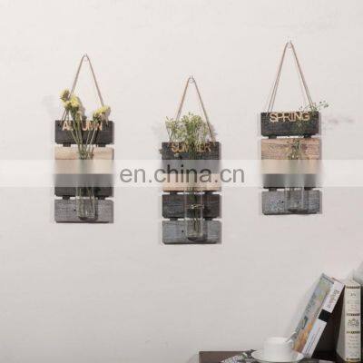 Rustic Home Wall Decor Floating Shelf With Hydroponic Vase Creative Hanging Mason Jar Room Decoration photo-2