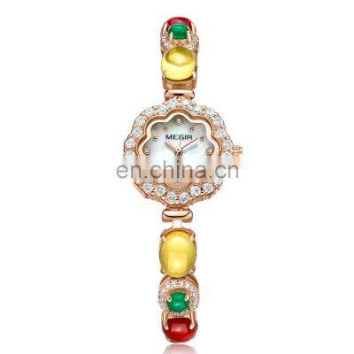 MEGIR 4197 Multi Color Strap Small Dial Ladies Quartz Bracelet Watches