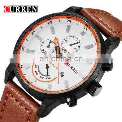 Curren 8217 Customized Men Quartz Hand Watch Leather Chronograph Luxury Watches Custom Logo