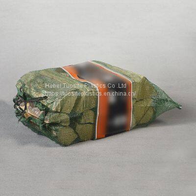 Firewood Packing Mesh Net Bags With Rope Drawstring for Sale 50*72cm 60*80cm Leno pp Mesh Bags