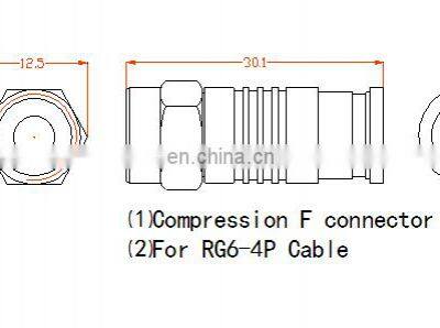 RG6 Compression F Type Straight Antenna Cable Connector Coax Adapter photo-2