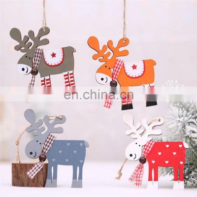 New Year 2022 Wooden Christmas Ornaments Christmas Tree DIY Decor Wood Elk Pendant Noel Christmas Decoration for Home Xmas Gift