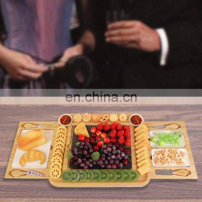 Lazy Susan Bamboo Charcuterie Board Wood Cheese Board With Fruit Tray photo-2