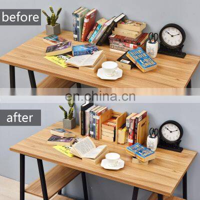 Bamboo Desktop Shelf Adjustable Countertop Bookcase Office Supplies Adjustable Desk Storage Organizer Accessories Display Rack photo-4