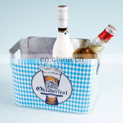Brand New Party Luxury Tinplate Rectangular Wine Custom Champagne Cube Metal Beer Ice Bucket photo-2