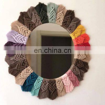 Rainbow Macrame Mirror Wall Hanging Boho Nursery