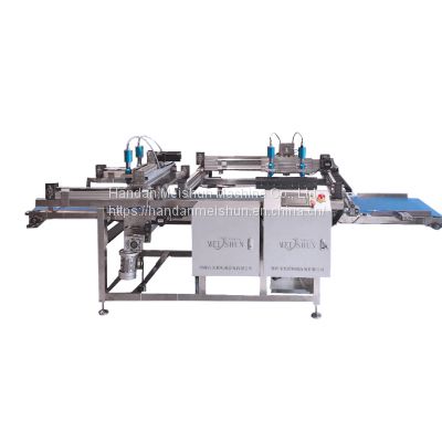 Chilled sheet cake slicer with titanium blade Christmas cake rotary slicing equipment China Meishun supply