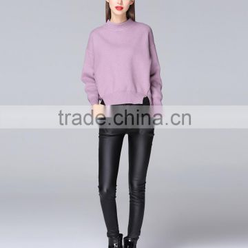 Korea design long sleeve pullover cashmere sweater for ladies