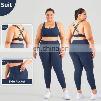 Custom Adjustable Fitness Buckle Sports Bra High Impact Plus Size Cross Back Yoga Top