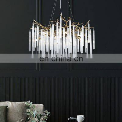 Hot Selling Modern Glass Decorative Chandelier Classic Brass Crystal LED Indoor for Living Room