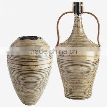 High quality best selling eco friendly natural black line spun bamboo vase in Viet Nam