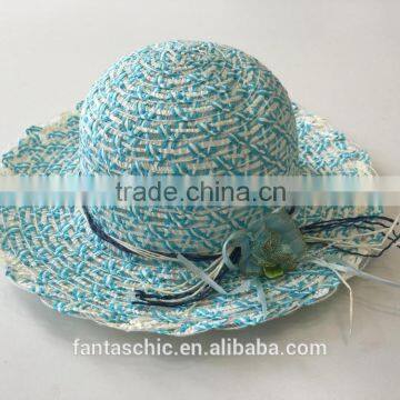 Fashion cheap wholesale paper straw hat with flower band