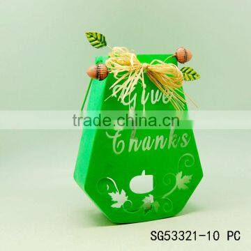 Thanksgiving Days' home decorative green bag candle holder flocked