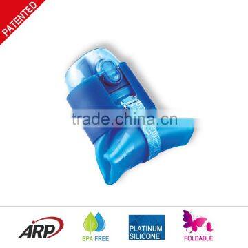 2016NEW 500ml/16oz Foldable Water Bottle With PP Grab, One-touch Lid, Silicone Sports Bottle BPA Free