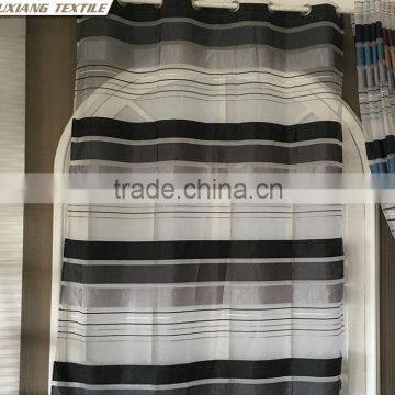 Polyester Jacquard Yarn-dyed Stripe 8 Grommets Window Coffee Sheer Panels photo-3