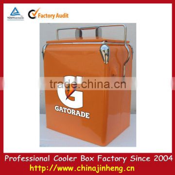 portable blue ribbon retro metal cooler box