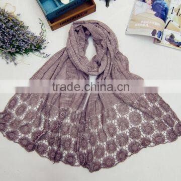 Japan Korean Quality Fashion Ladies Retro Plain Linen Cotton Pashmina Scarf