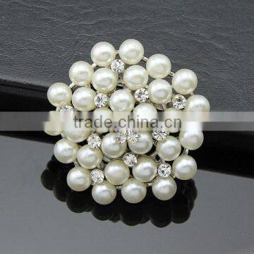 Rhinestone Crystal Wedding Bridal Flower Faux Pearl Brooch Pin photo-2