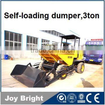 3ton self-loading dumper with 1.5cbm bucket cabin 50hp diesel engine