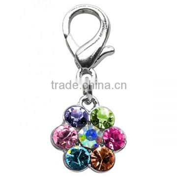 Vnistar wholesale fancy multicolor stone charm lobster claw flower charm pendant women cute cheap jewelry,TC-027