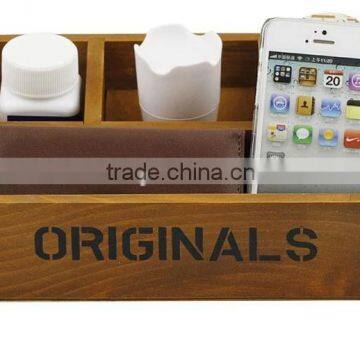 Wooden desk organizer with power socket, Stationery organizer, Diary and organizer, collapsible storage box for home use